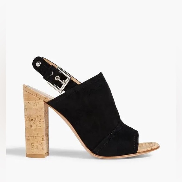 Sandals Black Suede Block Heel US 6